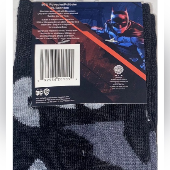 The Batman Crew Socks 2 Pair Men's 6-12 Black Gray w ? Riddler Dark Night DC NEW - Picture 4 of 10